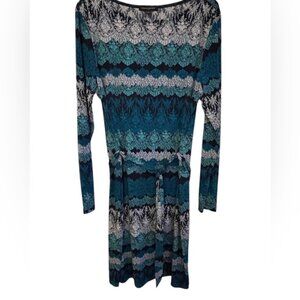 🔥💙 Banana Republic size L stretchy dress. Like new! Navy/teal blue/white NICE!